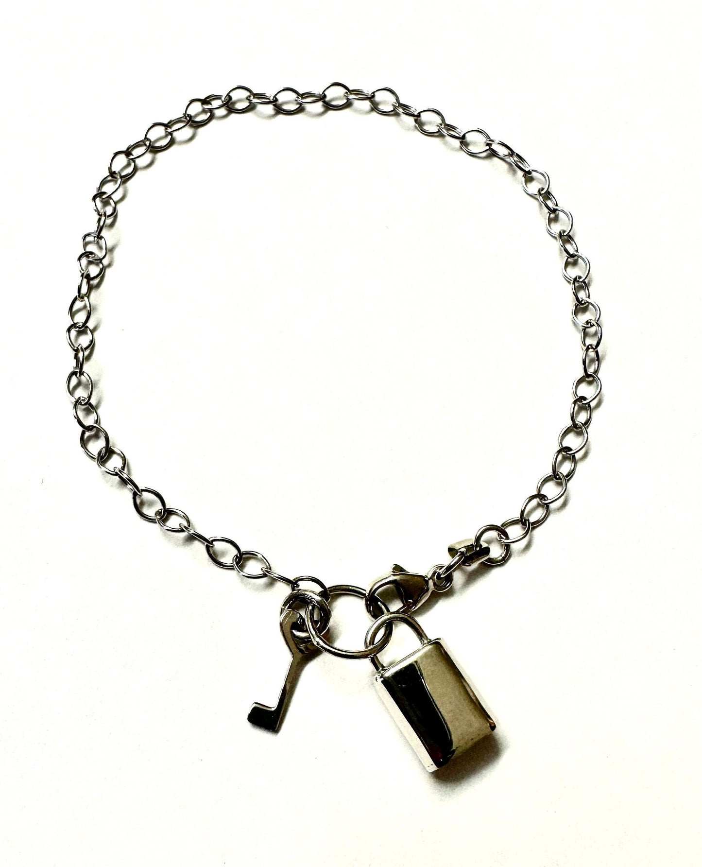 Padlock and key Sterling Silver Design Bracelet