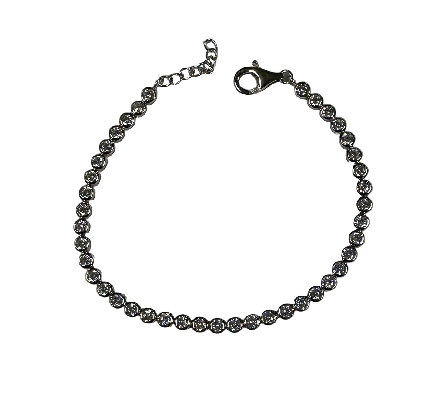 Women's Sterling Silver 3mm Rubover Set Tennis Bracelet