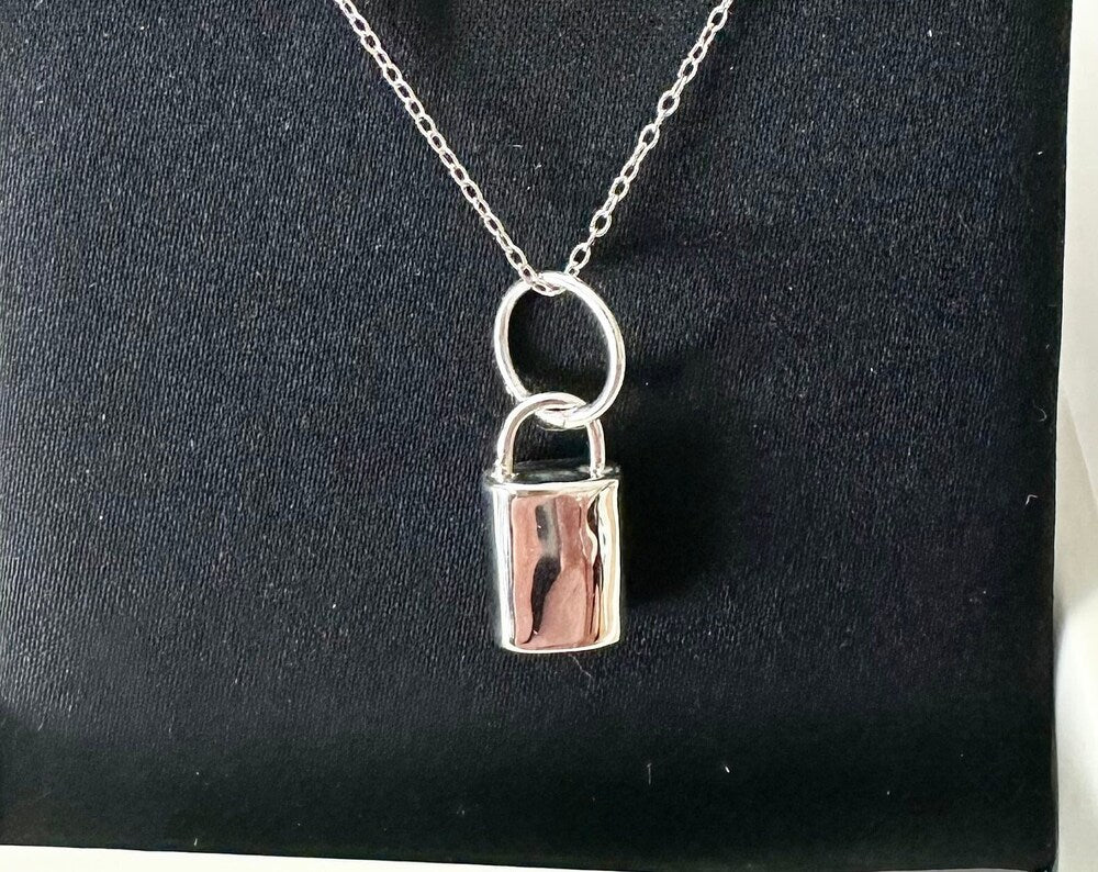 Padlock Sterling Silver Design Pendant and Chain Necklace for Everyday Wear