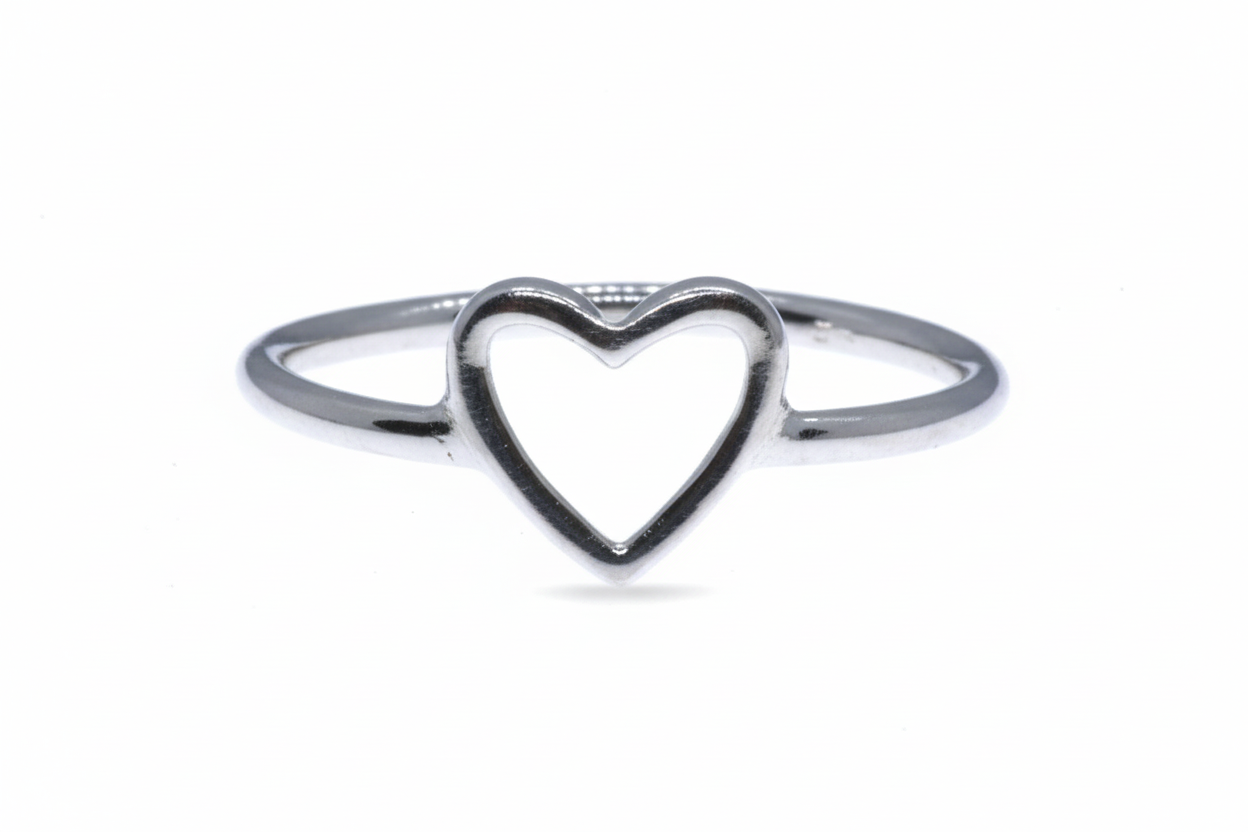 Women's Silver Heart Design Ring