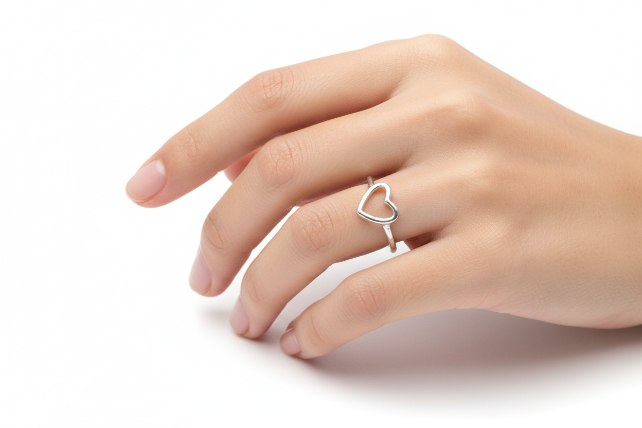 Women's Silver Heart Design Ring