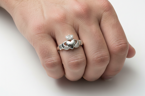Men's Claddagh Silver Ring - Available in Sizes N to Z+1