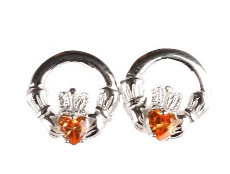 Claddagh Birthstone Women's Earring - Celtic Claddagh Ring & Heart Love Design