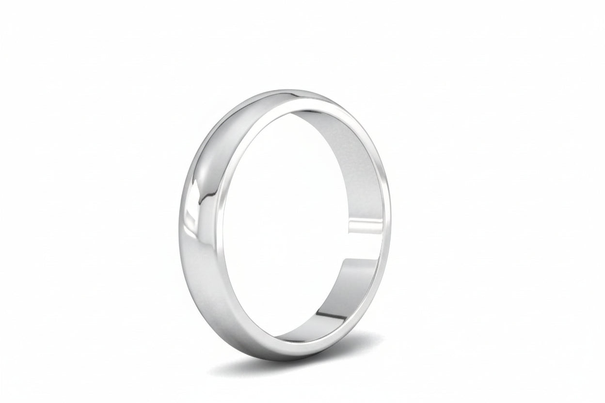 Wedding 4mm D Shape 9ct White Gold Ring