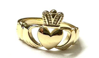 Men's Claddagh 9ct Yellow Gold Heavy Weight Solid Ring - Sizes R-Z