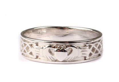 Men's Claddagh Silver Ring - 5.99mm band - Sizes R to Z