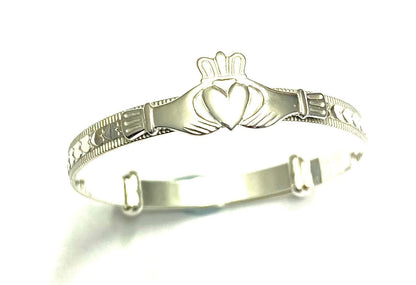 Kids Sterling Silver Claddagh Expandable Bangle