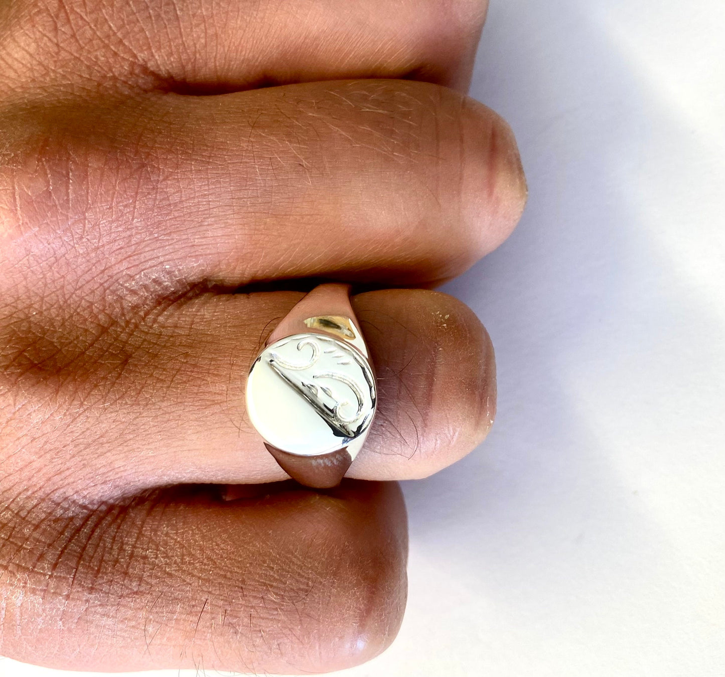 Men's Signet Sterling Silver 13.2 mm x 12.0 mm Heavyweight Oval Shape Ring