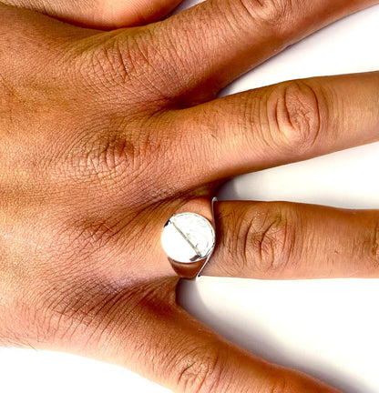 Men's Signet Sterling Silver 13.2 mm x 12.0 mm Heavyweight Oval Shape Ring
