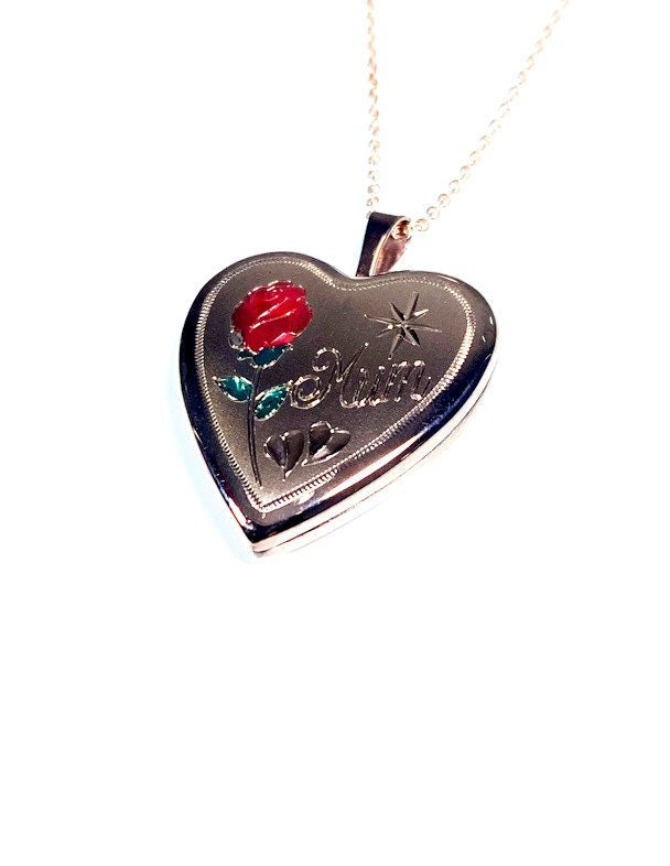 Mum Heart Design Locket Keepsake Pendant