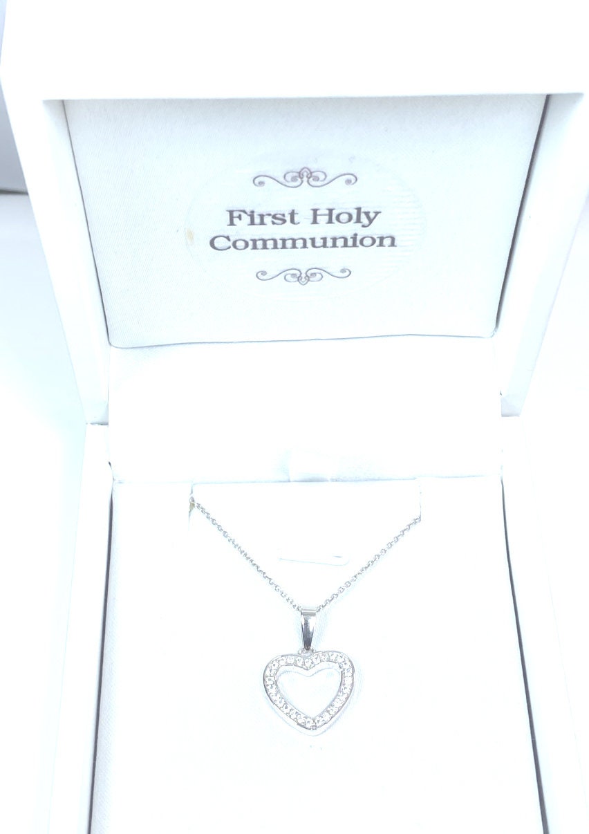 Silver CZ Heart Pendant Chained