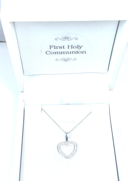 Silver CZ Heart Pendant Chained