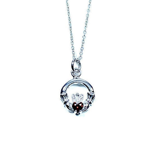 Kids Claddagh Garnet January BirthStone Pendant