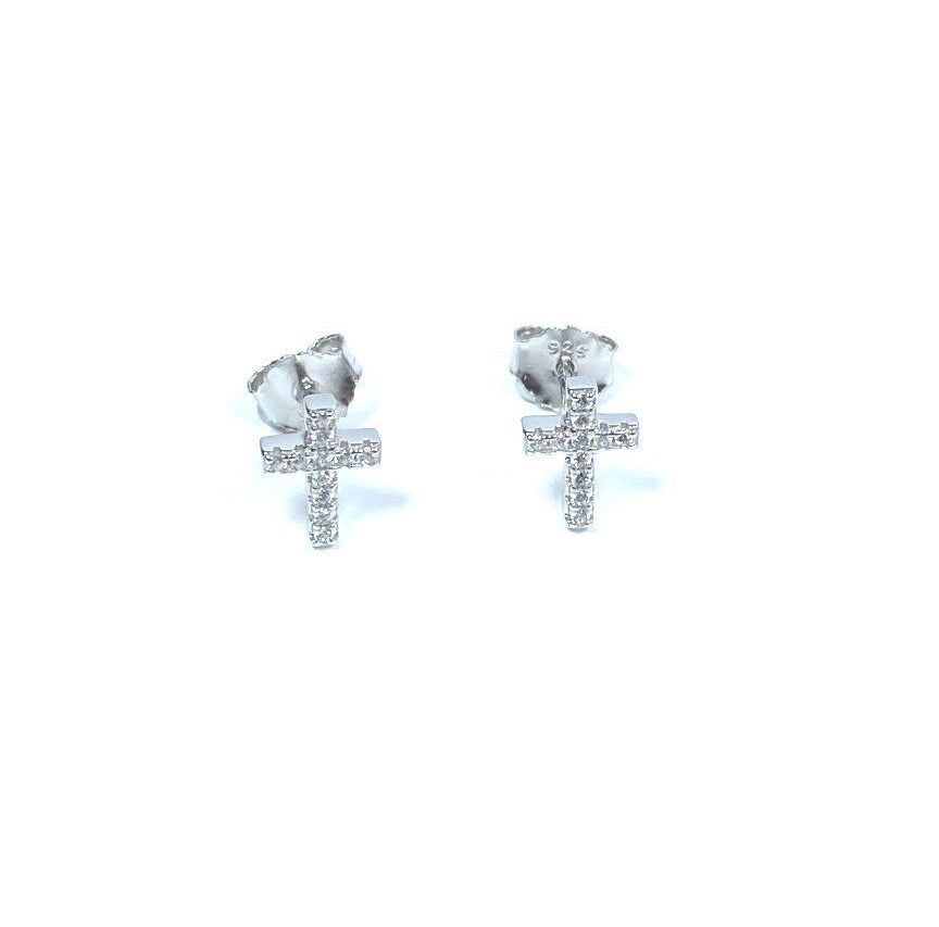 Irish Silver CZ Cross Earrings - Holy Communion or Confirmation Gift
