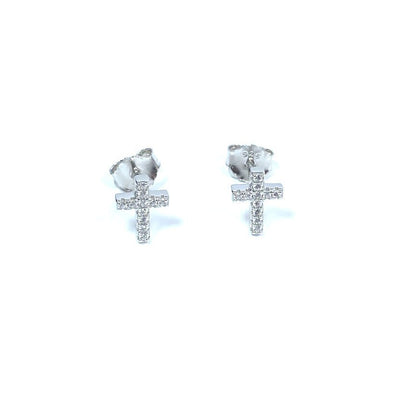 Irish Silver CZ Cross Earrings - Holy Communion or Confirmation Gift