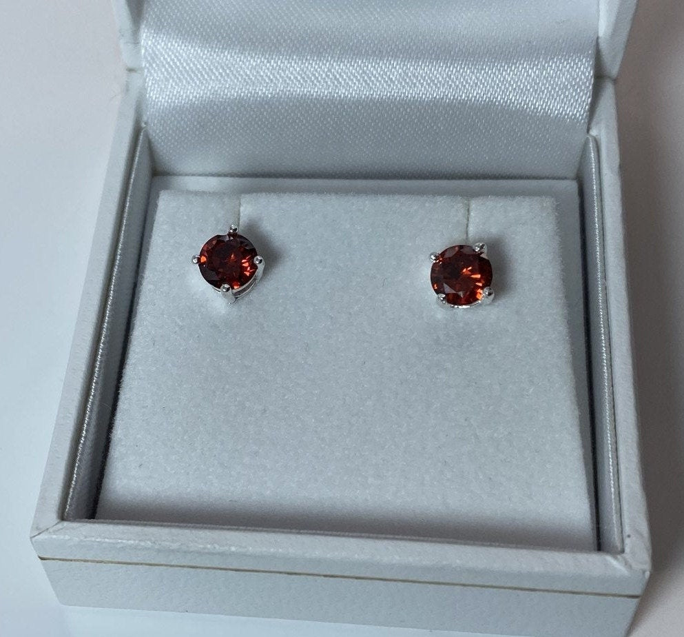 Birthstone CZ Stone Set Round Stone Claw Silver Earrings Set for Everyday Wear