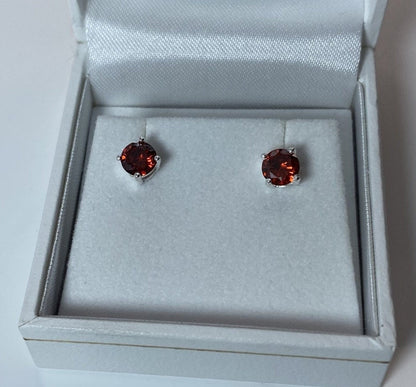 Birthstone CZ Stone Set Round Stone Claw Silver Earrings Set for Everyday Wear