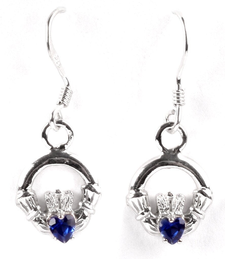 Claddagh BirthStone Kids Drop Earring Celtic Claddagh Design with Gem Accent