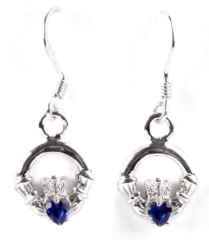 Claddagh BirthStone Kids Drop Earring Celtic Claddagh Design with Gem Accent