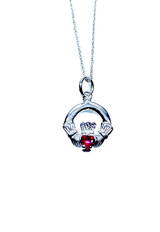 Claddagh Ruby Cz July BirthStone Pendant