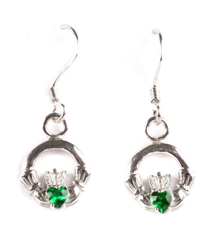 Claddagh BirthStone Kids Drop Earring Celtic Claddagh Design with Gem Accent