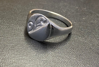 Men's Signet Sterling Silver 13.2 mm x 12.0 mm Heavyweight Oval Shape Ring