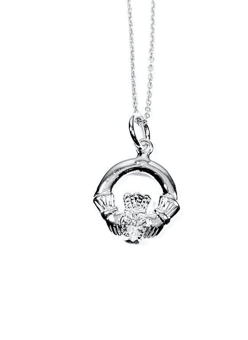 Claddagh White Cz April BirthStone Pendant