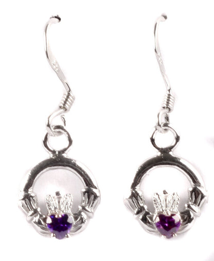 Claddagh BirthStone Kids Drop Earring Celtic Claddagh Design with Gem Accent