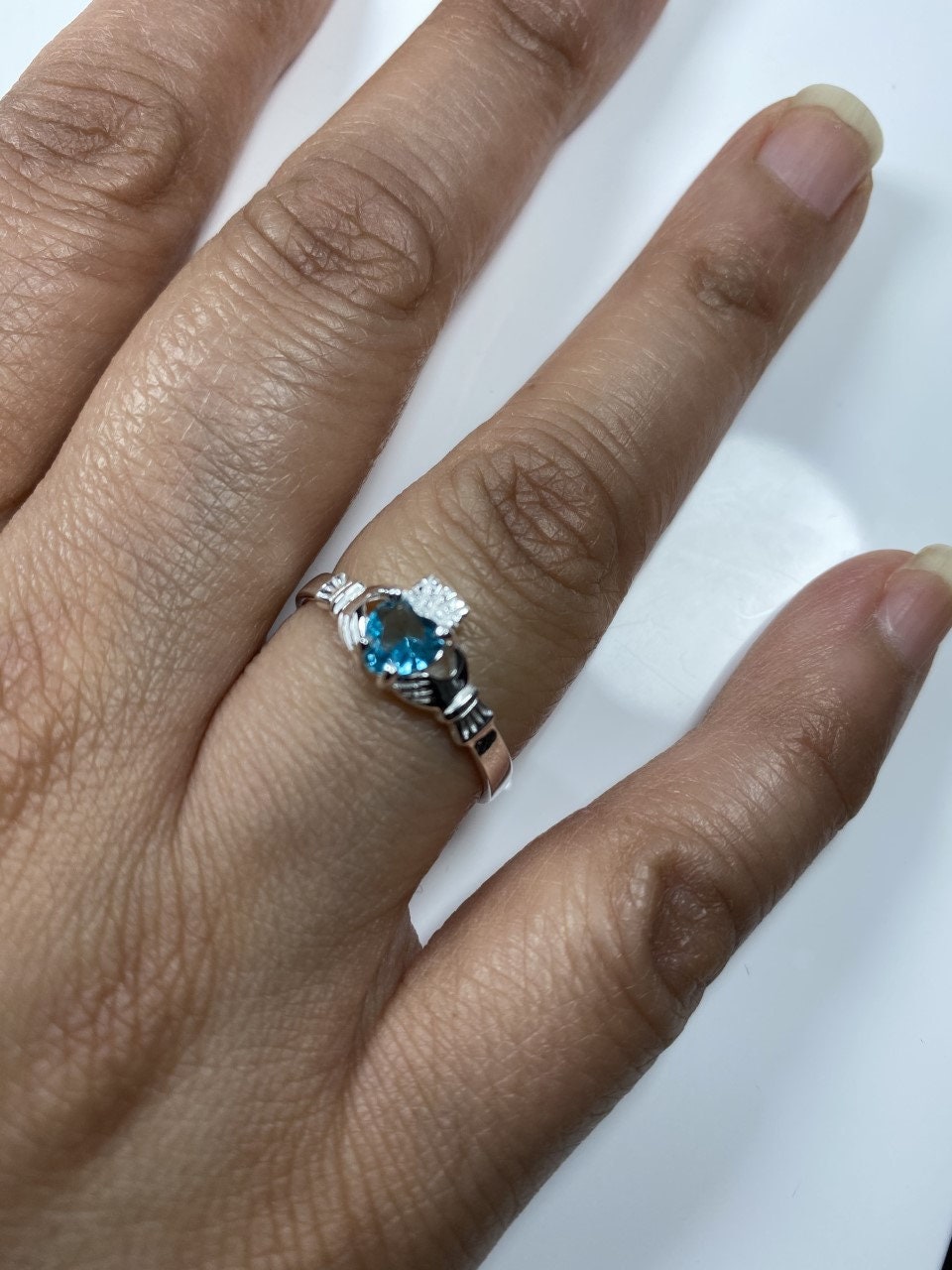 Claddagh Ring with CZ Birthstone Accent - Traditional Irish Claddagh Style Ring