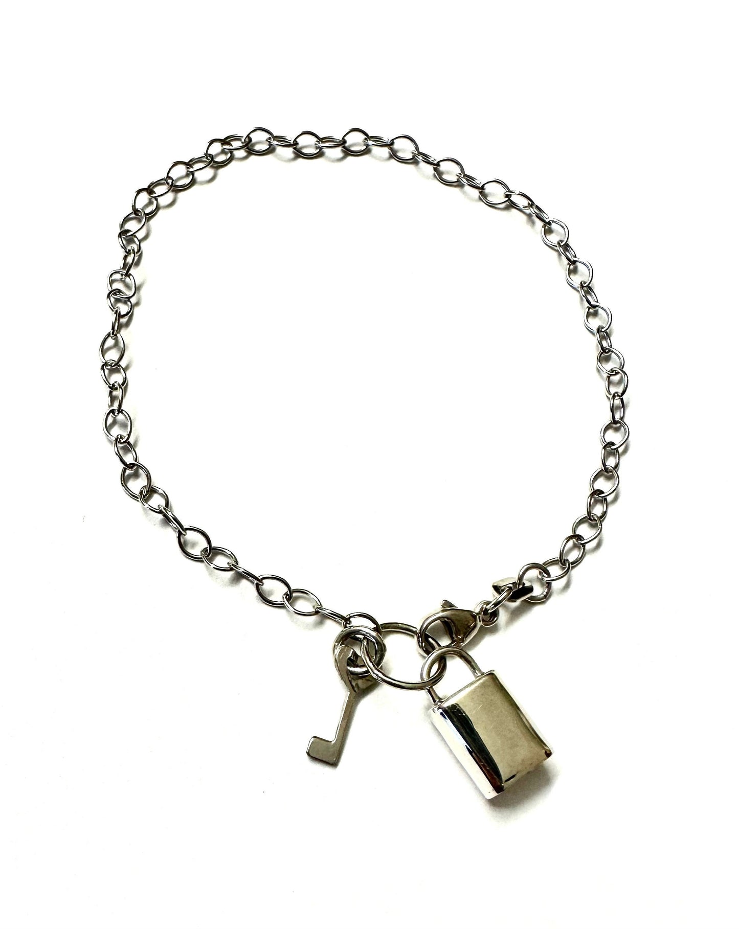 Padlock and key Sterling Silver Design Bracelet