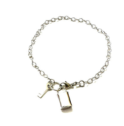 Padlock and key Sterling Silver Design Bracelet