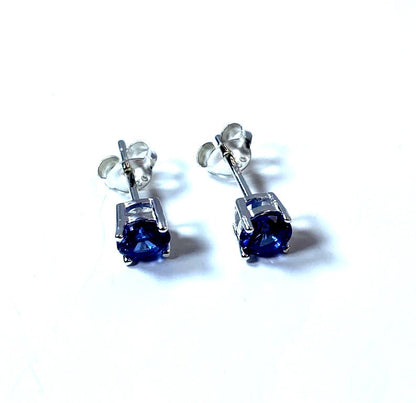 Birthstone CZ Stone Set Round Stone Claw Silver Earrings Set for Everyday Wear