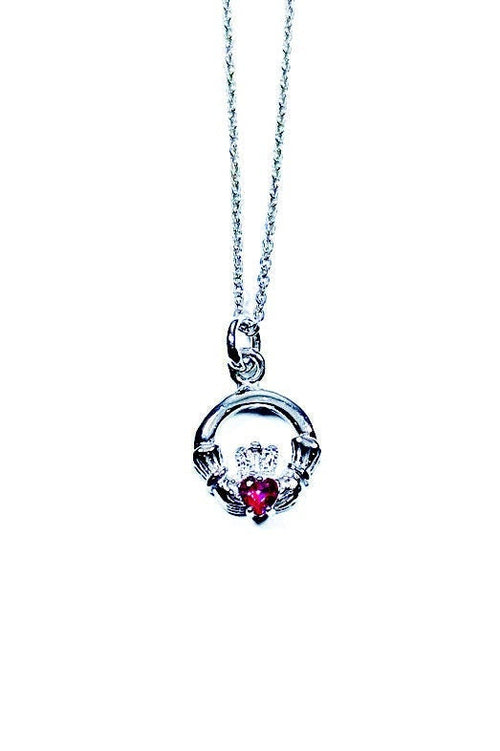Kids Claddagh Ruby July  BirthStone Pendant