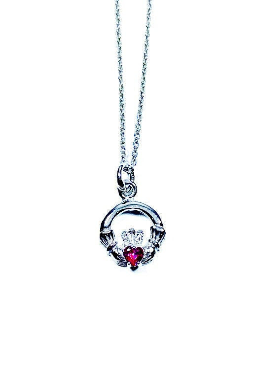 Kids Claddagh Ruby July  BirthStone Pendant
