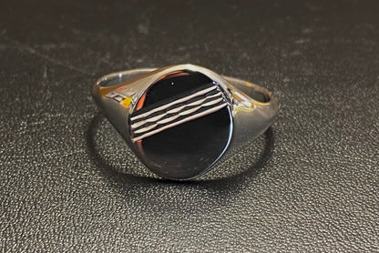 Men's Signet Sterling Silver 14.5 mm x 12.5 mm Oval Shape Ring