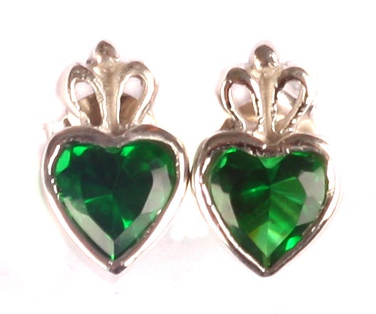 Claddagh Birthstone Women's Earring - Celtic Claddagh Design Gem and CZ Stud