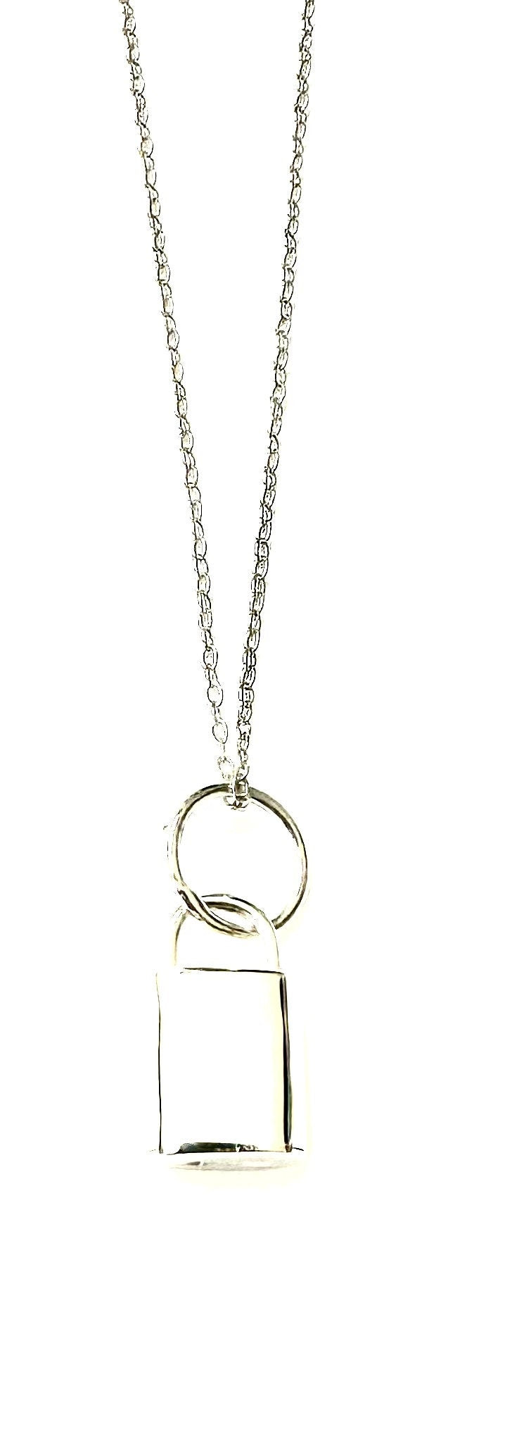 Padlock Sterling Silver Design Pendant and Chain Necklace for Everyday Wear