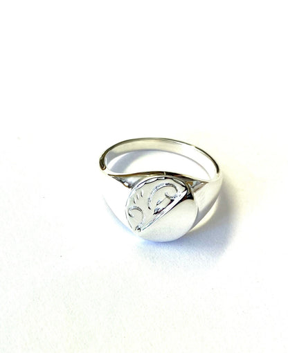 Men's Signet Sterling Silver 13.2 mm x 12.0 mm Heavyweight Oval Shape Ring
