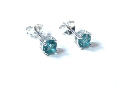 Birthstone CZ Stone Set Round Stone Claw Silver Earrings Set for Everyday Wear