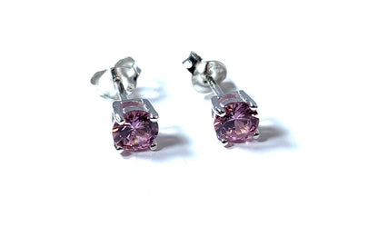 Birthstone CZ Stone Set Round Stone Claw Silver Earrings Set for Everyday Wear