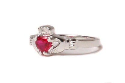 Claddagh Ring with CZ Birthstone Accent - Traditional Irish Claddagh Style Ring