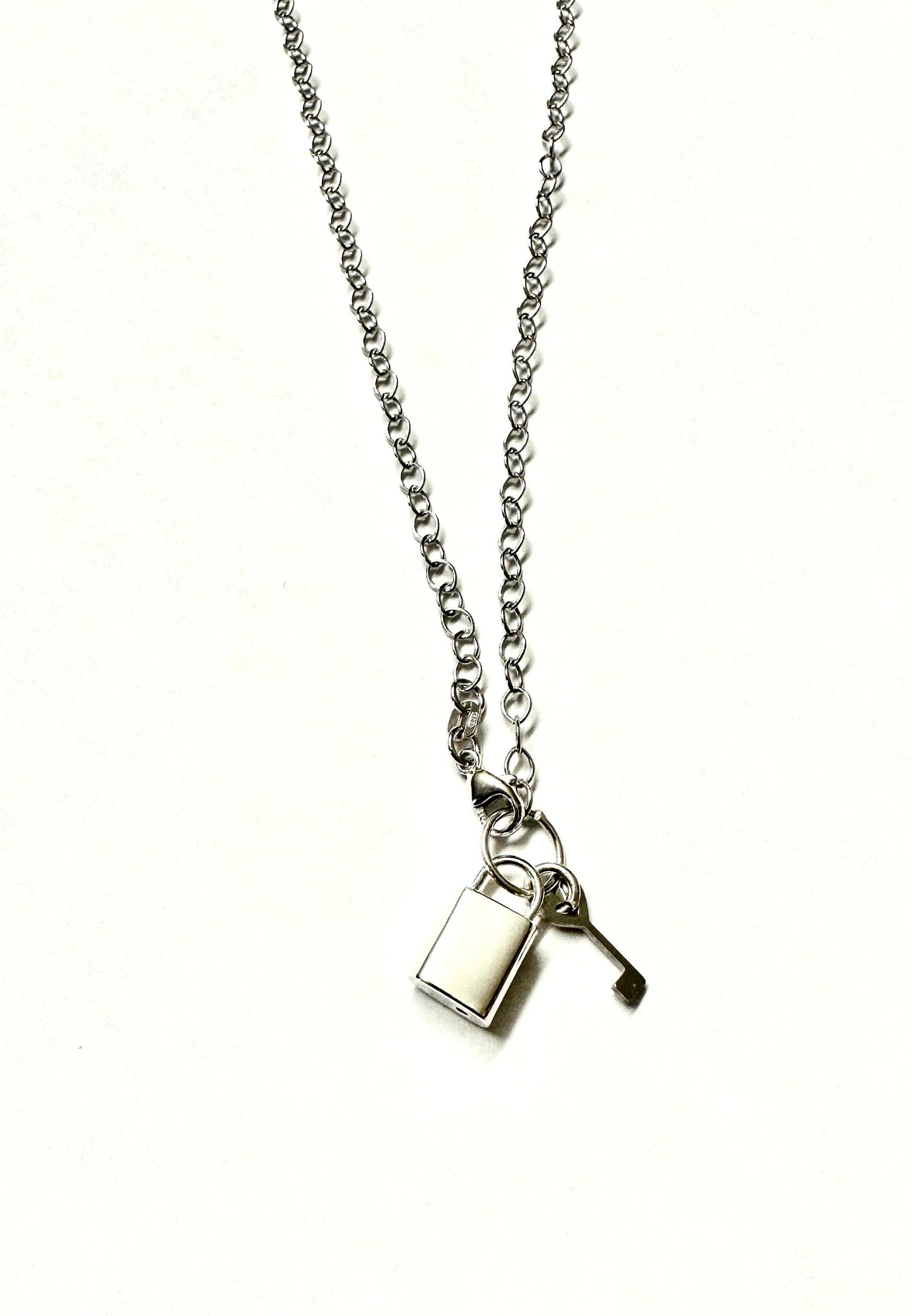 Padlock and key Sterling Silver Design Necklace
