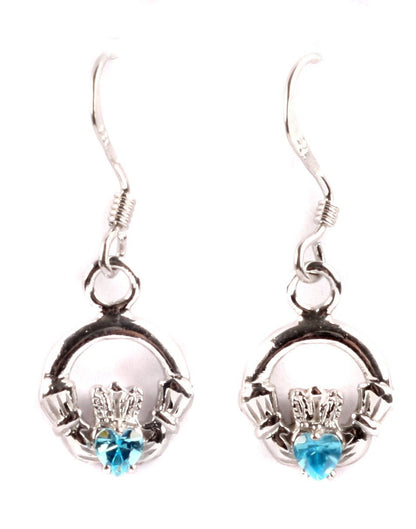 Claddagh BirthStone Kids Drop Earring Celtic Claddagh Design with Gem Accent