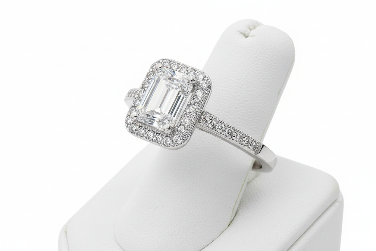 Sterling Silver Large Square Shape White CZ Ring