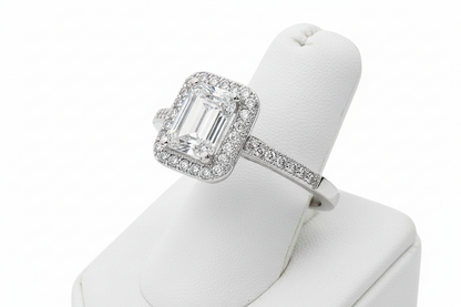 Sterling Silver Large Square Shape White CZ Ring