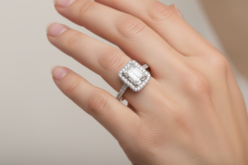 Sterling Silver Large Square Shape White CZ Ring