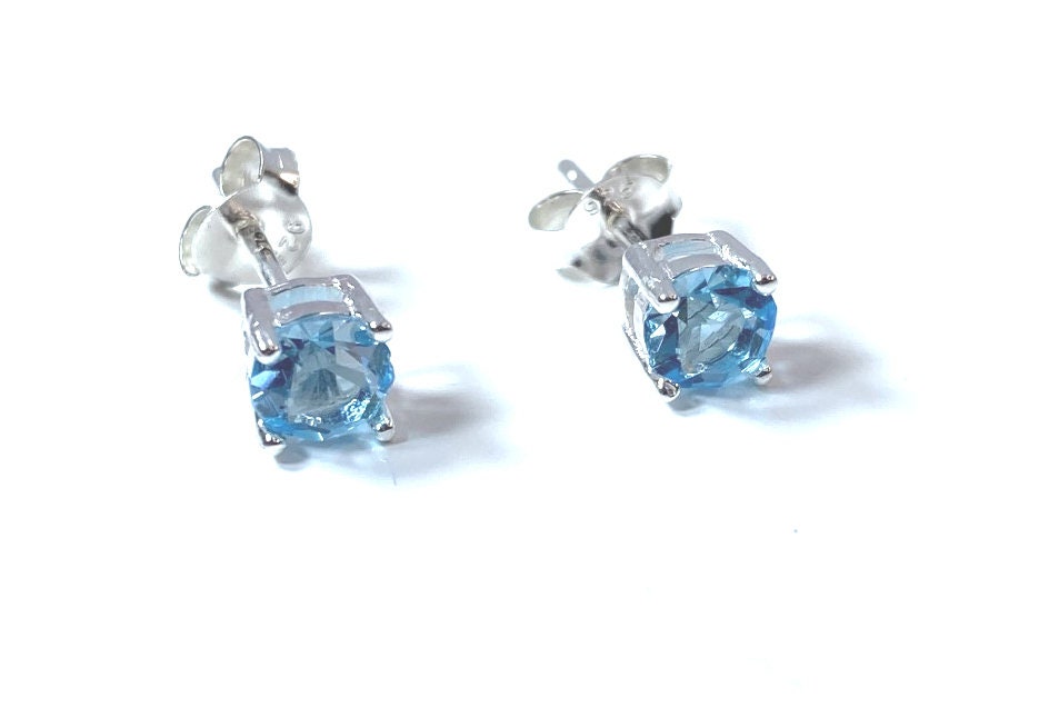 Birthstone CZ Stone Set Round Stone Claw Silver Earrings Set for Everyday Wear
