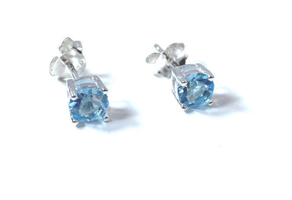 Birthstone CZ Stone Set Round Stone Claw Silver Earrings Set for Everyday Wear
