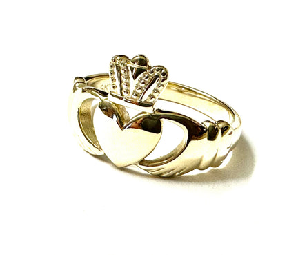 Men's Claddagh 9ct Yellow Gold Heavy Weight Solid Ring - Sizes R-Z