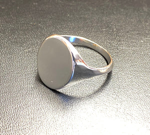 Men's Signet Sterling Silver 17.87mm x 14.5mm Heavyweight Oval Shape Ring